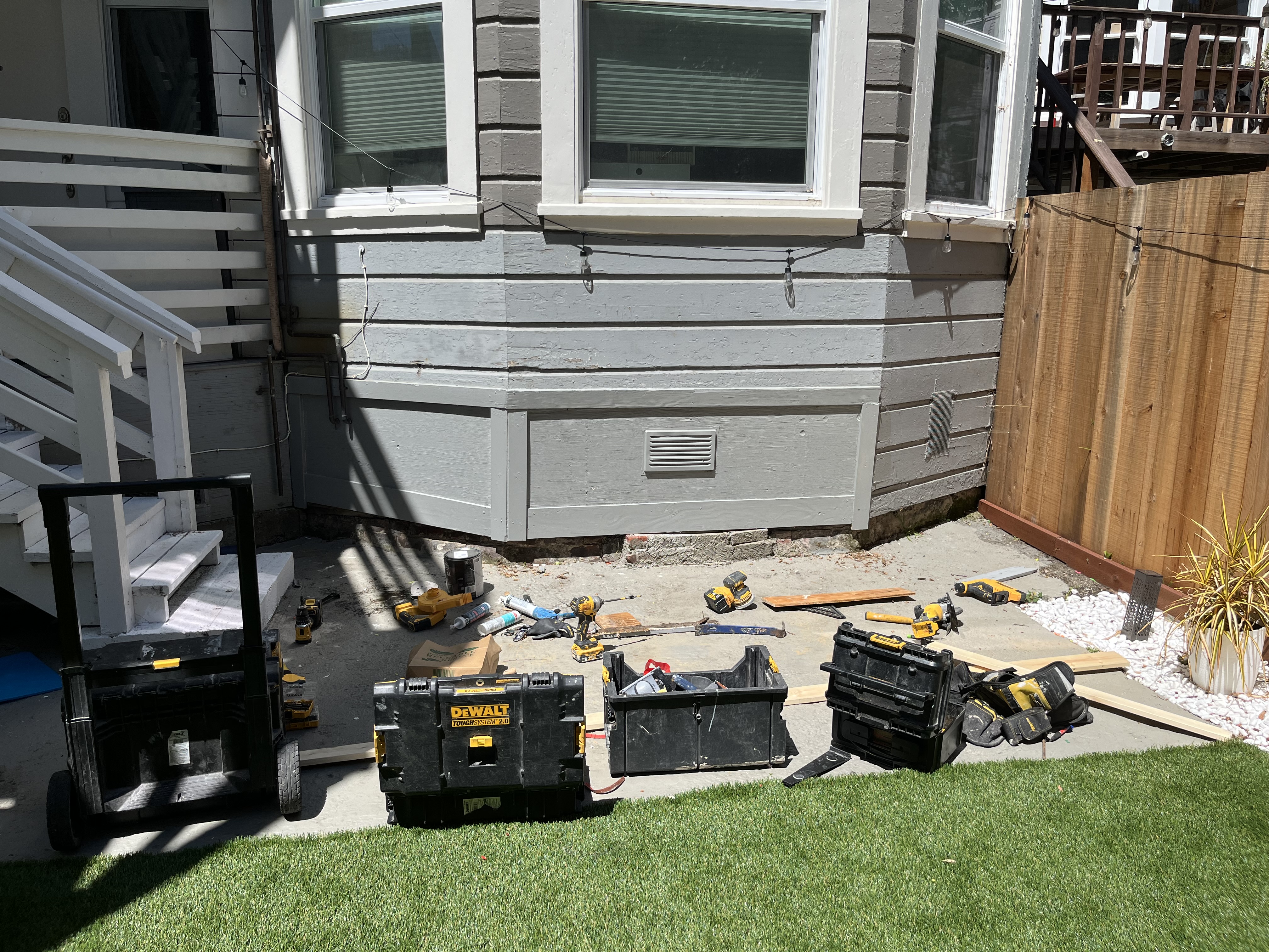 Exterior siding and foundation repair on a home