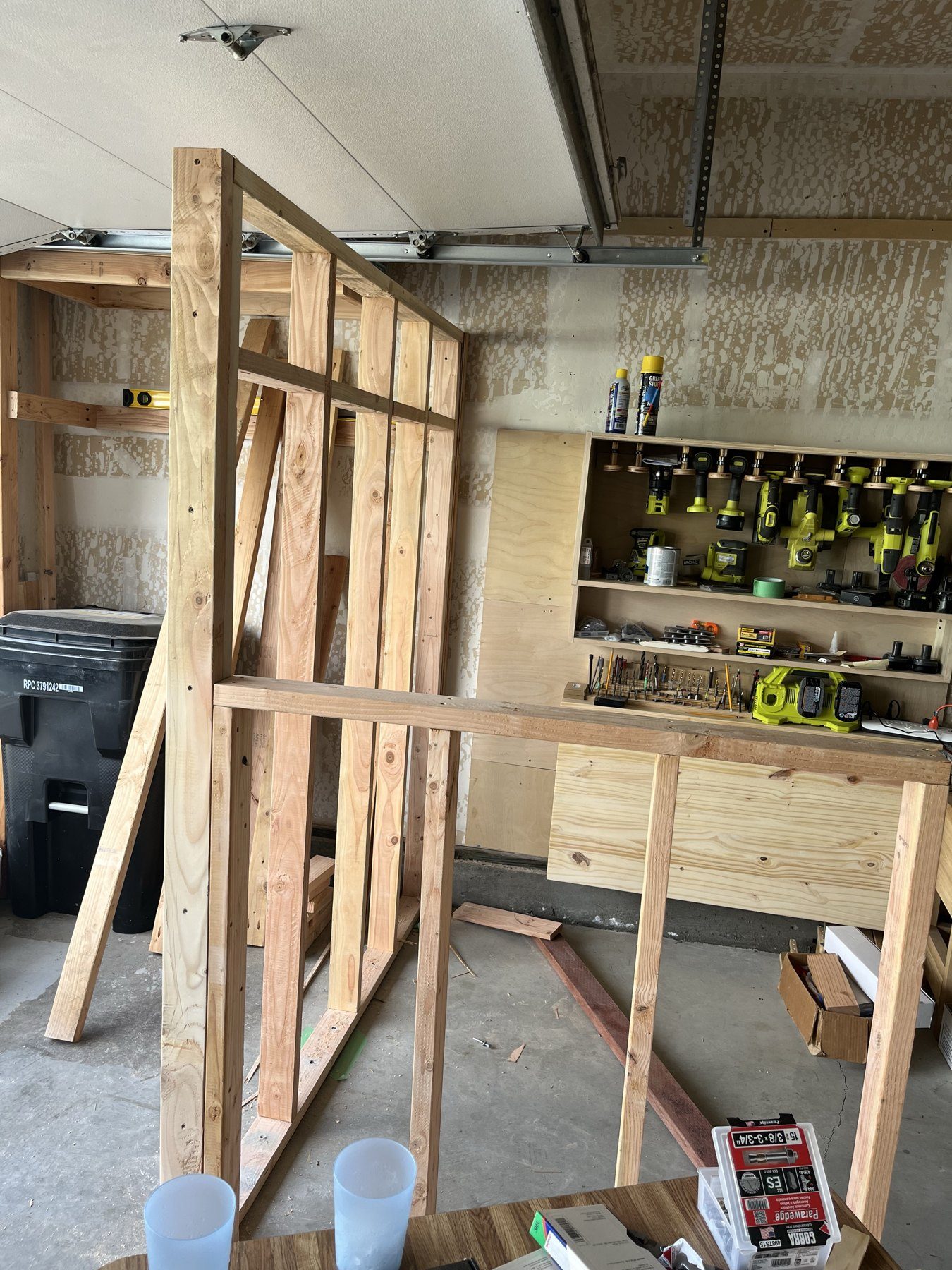 Framed wall assembly braced and ready for install